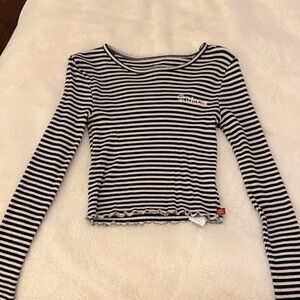 Dickies Black and White Striped Long Sleeve Top